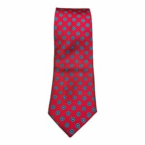 Damon Men's Red Patterned Silk Tie